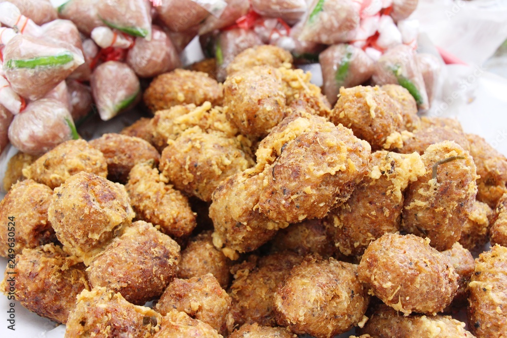 Fried fish cake is delicious at street food Fried fish cake is delicious at street food