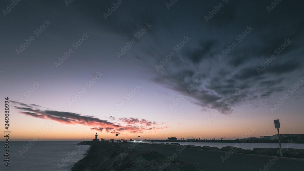 Sunset with South Mole Lighthouse in Frementle