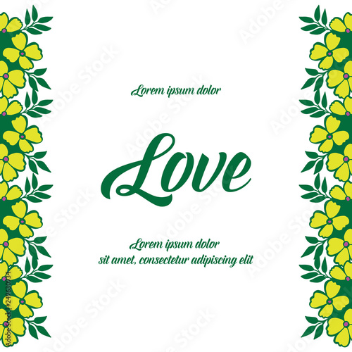 Vector illustration background flower with lettering love flat hand draw