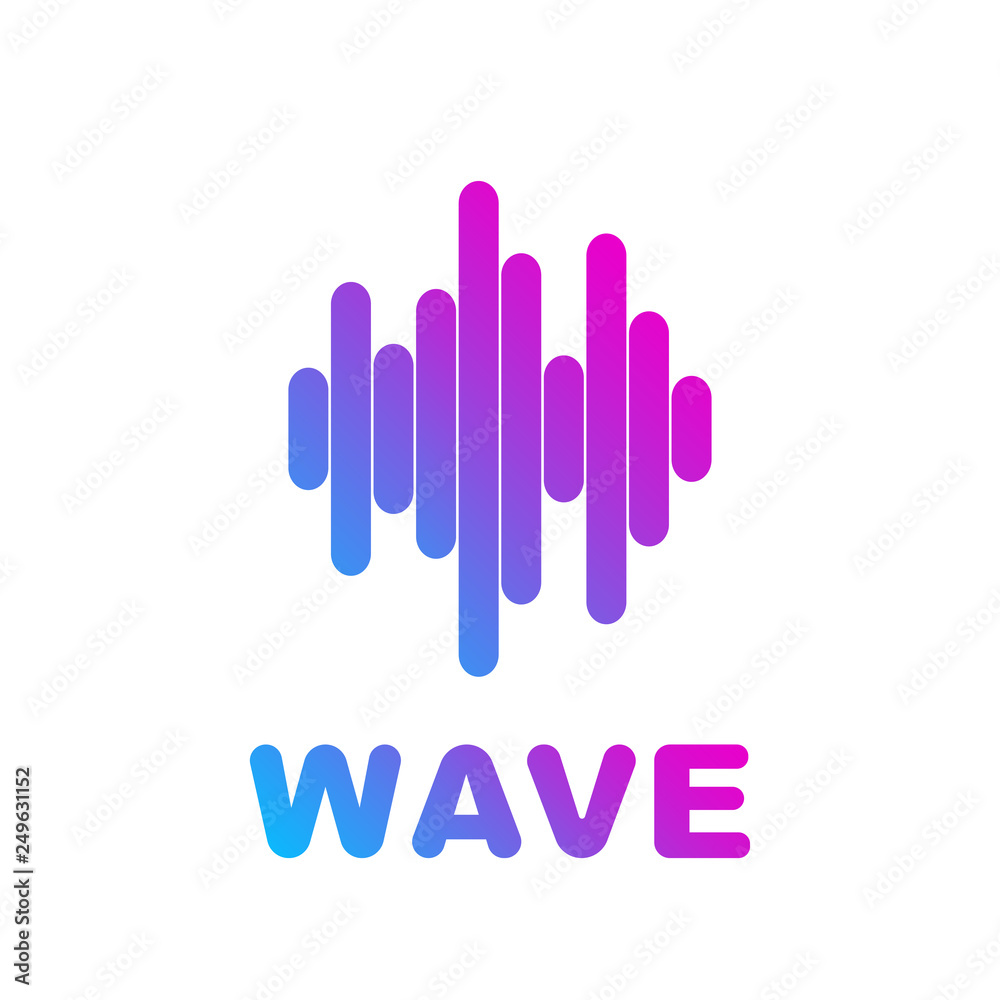 Logo of the sound wave equalizer. Vector illustration sound wave abstract. Pulse music audio volume, flat line vector design. EPS 10