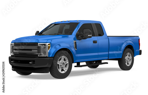 Blue Pickup Truck Isolated