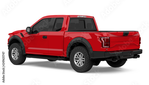 Red Pickup Truck Isolated