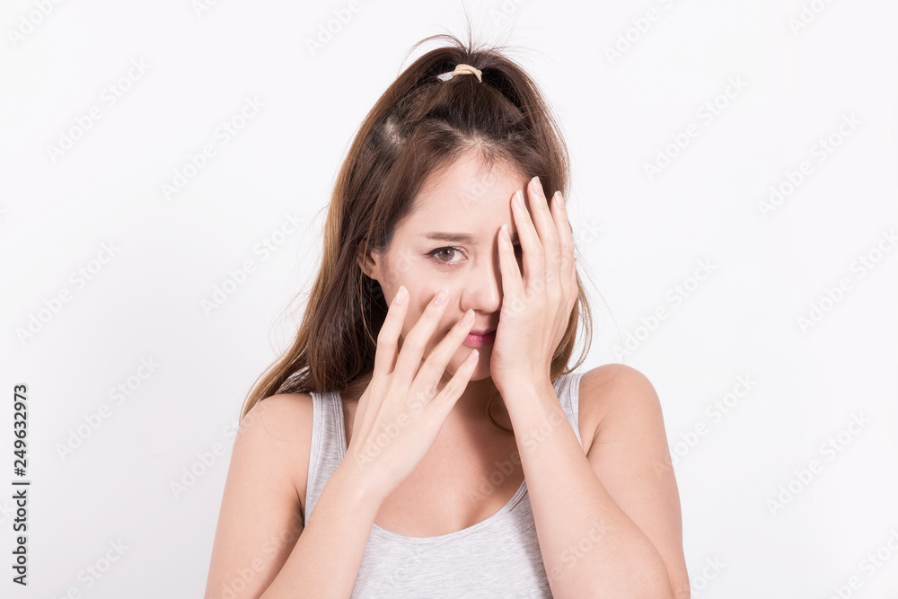 Beautiful smiling woman portrait on white background Beautiful smiling woman portrait on white background