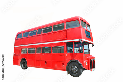 Obraz na plátne Red bus isolated on white background,with Clipping Path