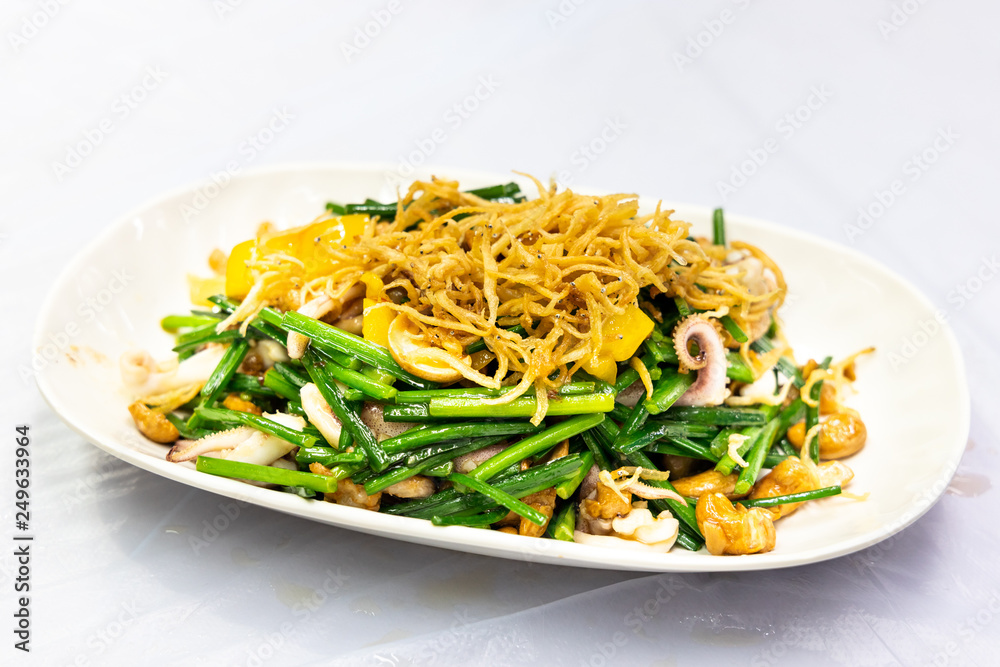 Stir fried Jiu Chai or Chives, popular dish among Chinese