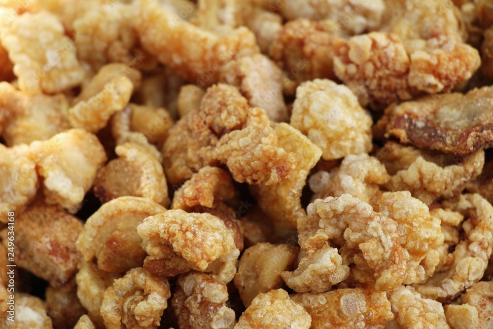 Fried pork skin delicious at street food Fried pork skin delicious at street food