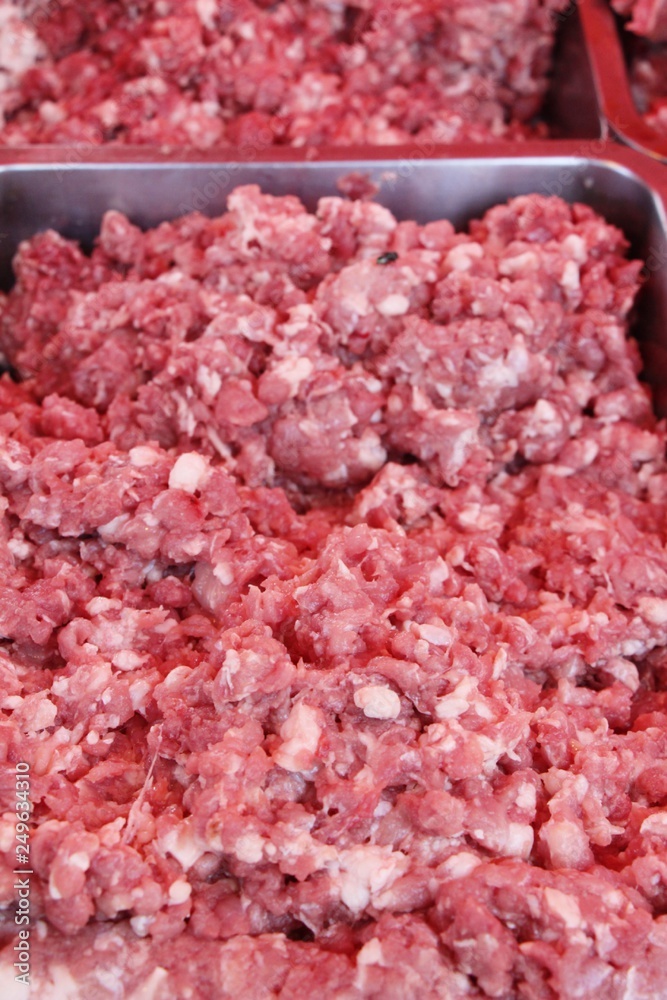 Raw pork for cooking at street food Raw pork for cooking at street food