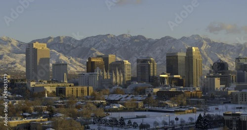 Salt Lake City Downtown Winter Sunset