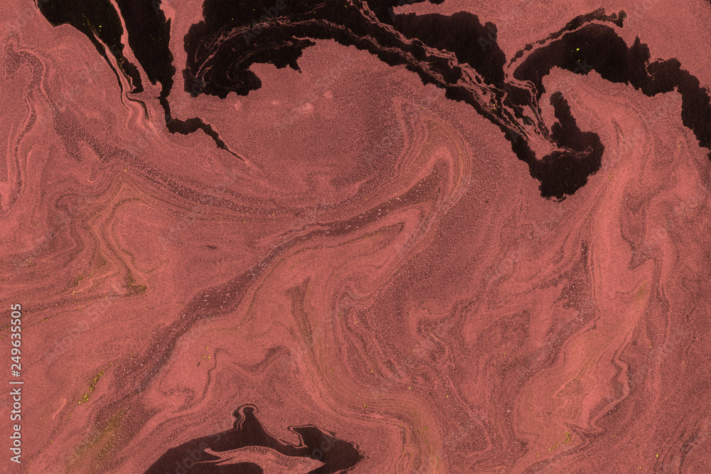 Fototapeta premium Suminagashi marble texture hand painted with red i