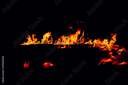 Fire flames on a black background