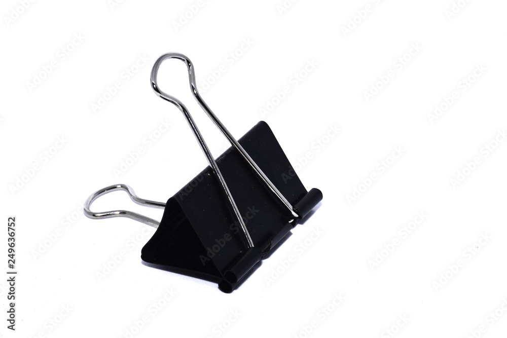 Black metallic paper clips, isolated on a white background. Black metallic paper clips, isolated on a white background.