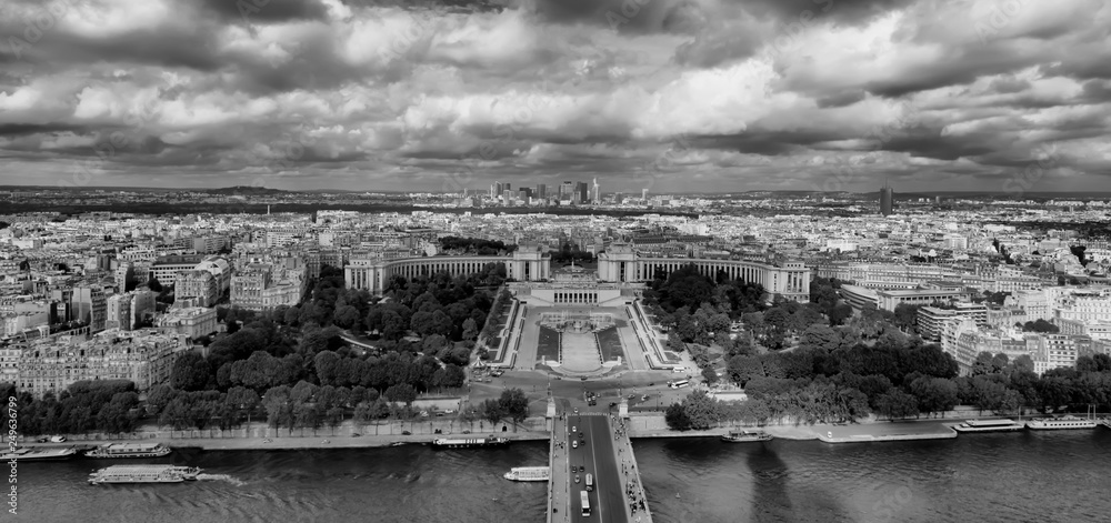 Obraz premium Aerial view of Paris from the Eiffel Tower. Paris, France. - Image HDR photo that shows the whole city.