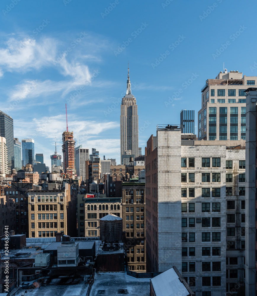 Beautiful Manhattan skyline vista in winter