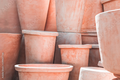 Texture of clay flowerpots photo