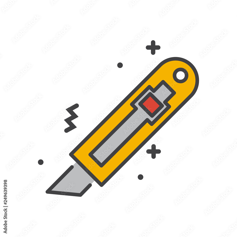 Tool paper knife line icon on white background for graphic and web design, Modern simple vector sign. Internet concept. Trendy symbol for website design web button or mobile app Tool paper knife line icon on white background for graphic and web design, Modern simple vector sign. Internet concept. Trendy symbol for website design web button or mobile app
