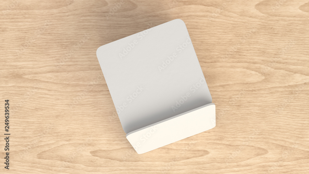 Mockup of blank white square beer coasters