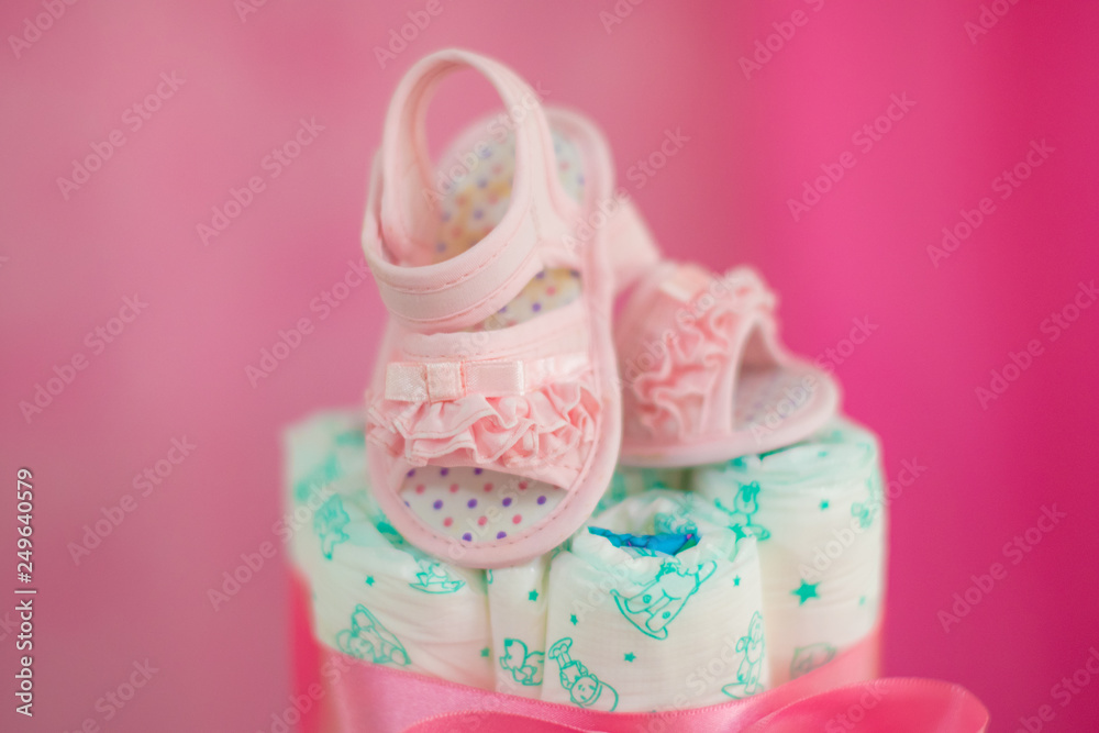 baby diaper cake close toddler footwear small baby tea