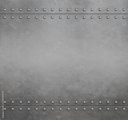Metal armor background with rivets 3d illustration