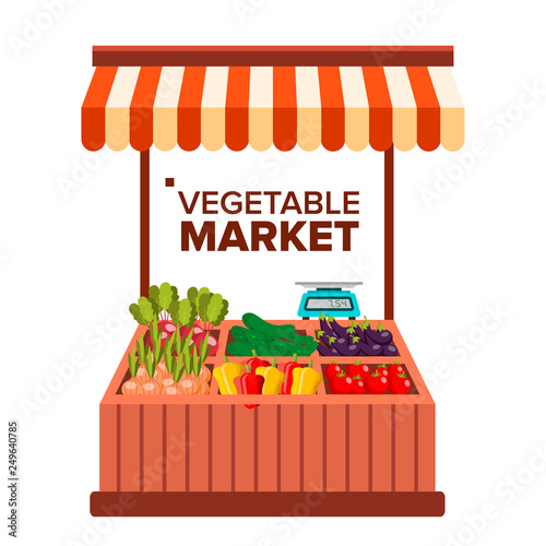 Vegetable Market Vector. Natural Eco Healthy Product. Isolated Flat Cartoon Illustration