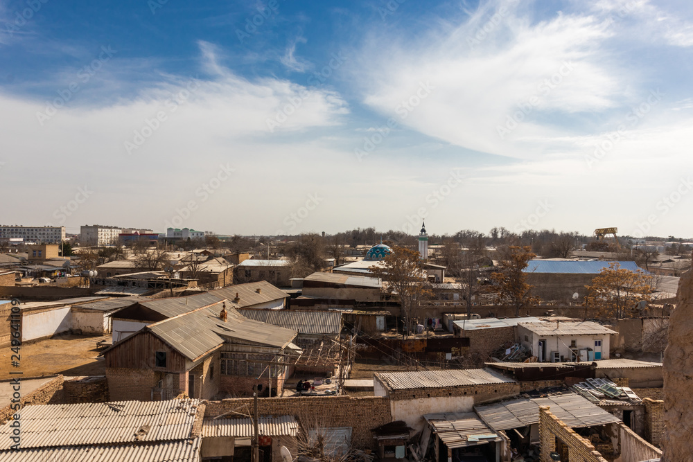 Bayramali, Turkmenistan. 10 February 2019, 13:00. Panoramic view on residential area of the small town.