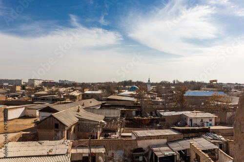 Bayramali, Turkmenistan. 10 February 2019, 13:00. Panoramic view on residential area of the small town.