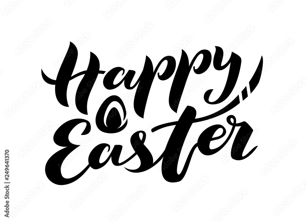 Naklejka premium Vector lettering Happy Easter. Modern brush calligraphy text. Ink illustration. Isolated on white background. Can be used on postcards, posters, web, logo and other.