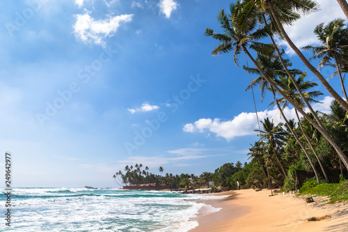 Beach view in Unawatuna, Sri Lanka.