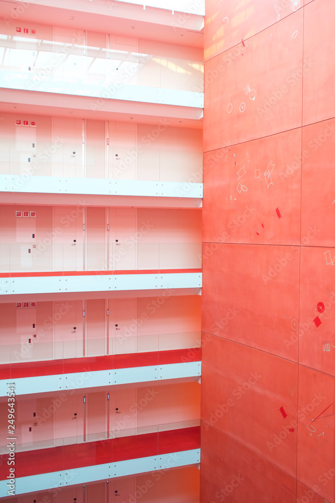 Interior architecture vivid Pantone coral red Interior architecture vivid Pantone coral red