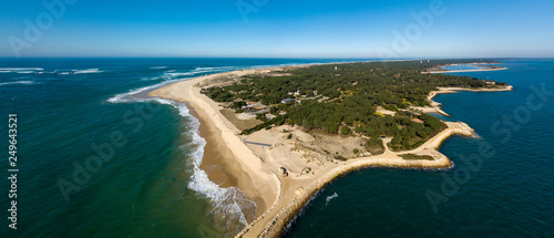 Aerial View, Erosion of the coastline at the tip of Cap Ferret, Bay of Arcachon, Sand Dune