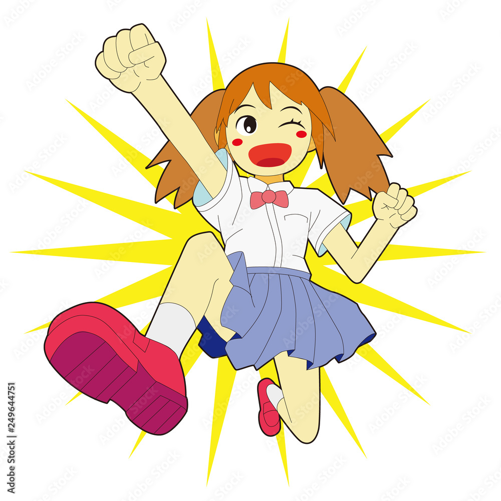 元気にジャンプする日本人少女 Girl To Jump Stock ベクター Adobe Stock