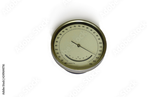 Foto Barometer, a device for measuring atmospheric pressure, on a white background