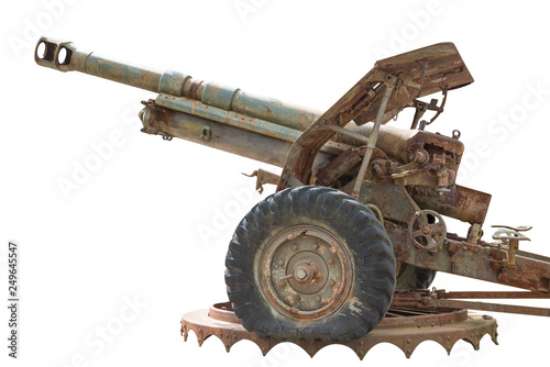 Fotografie Old howitzer isolated on white background