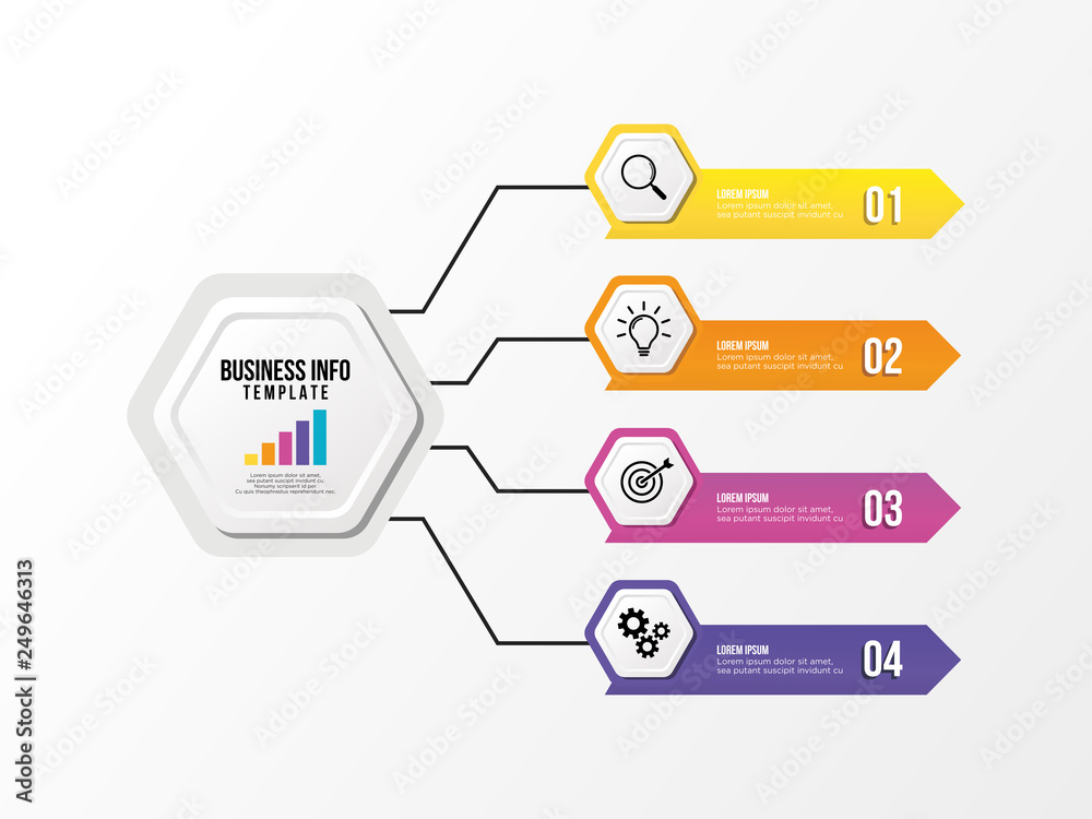 Modern Vector Infographics Elements Design Template. Business Data Visualization Infographics Timeline with Marketing Icons most useful can be used for workflow, presentation, diagrams, annual reports