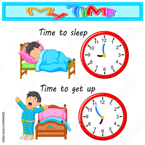 Young boy time to bed and wake up
