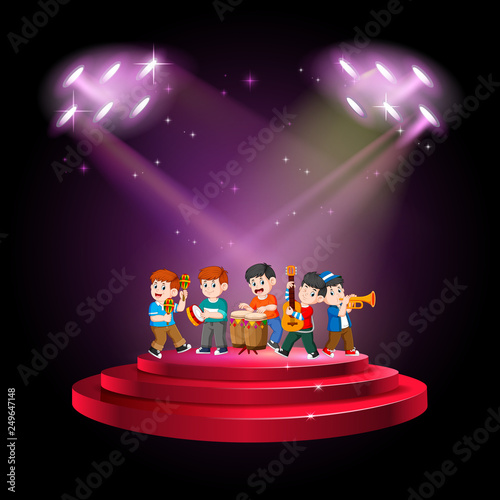 group band playing music at the stage