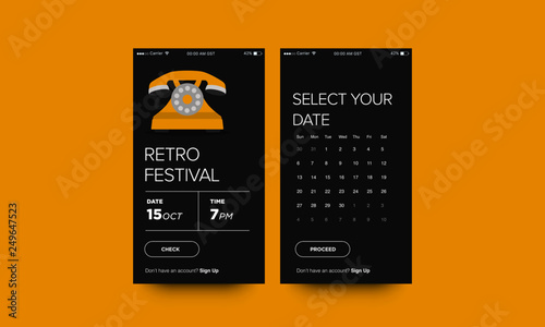 Retro Festival Booking App Interface Design