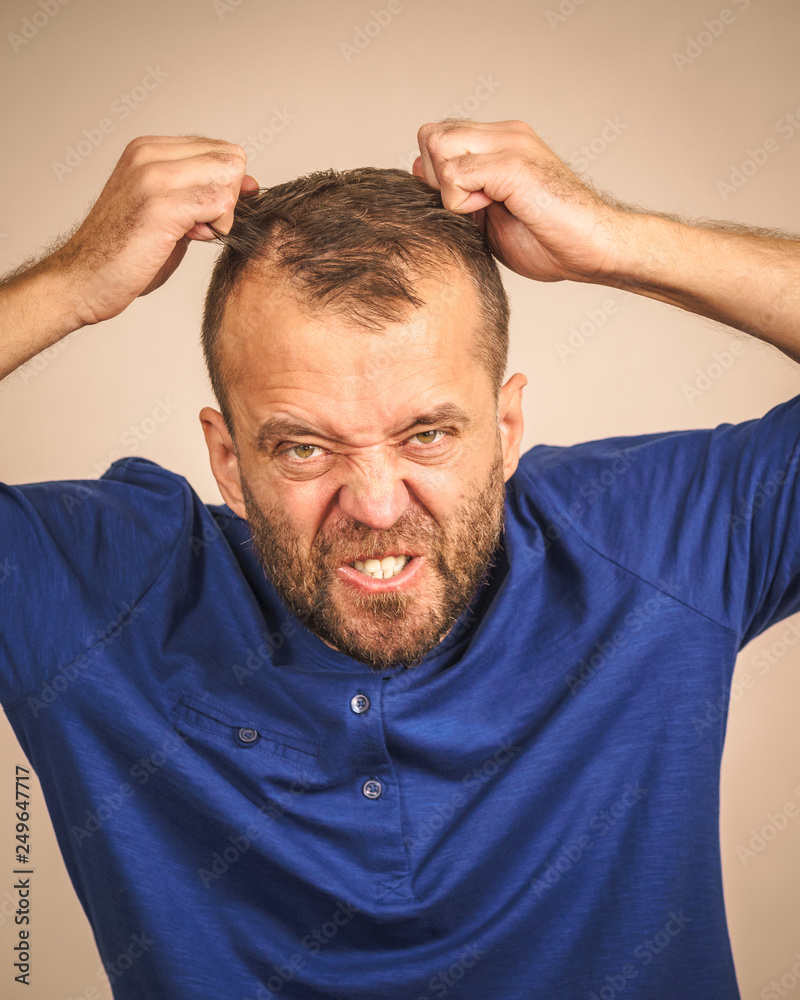 Obraz premium Crazy mad adult man