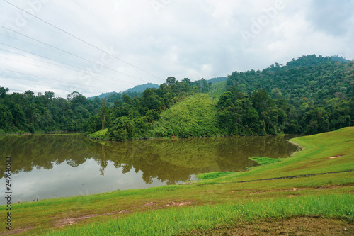 Lake dam water reservoir for hydroelectric power generation - Image