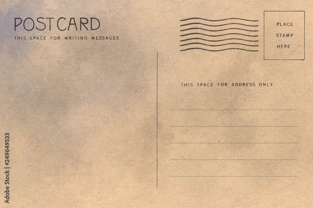 Backside of blank postcard with dirty stain Backside of blank postcard with dirty stain