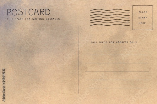 Backside of blank postcard with dirty stain