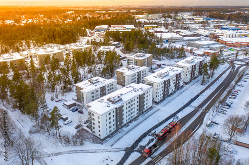 Drone overview aparments winter photo