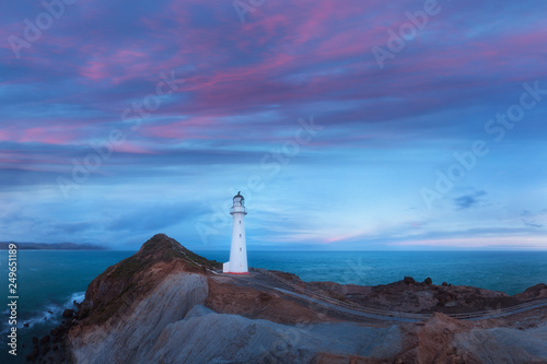 Castle Point lighthouse, located near the village of Castlepoint in the Wellington Region of the North Island of New Zealand, is the North Island's tallest lighthouse. Beautiful landscape background
