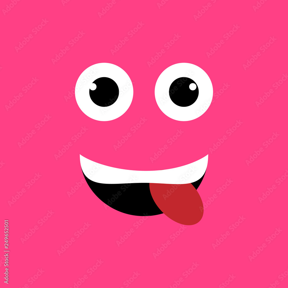 Emotion squared. Flat design. Pink playful muzzle in love Emotion squared. Flat design. Pink playful muzzle in love