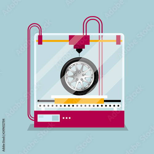 3D printing a wheel model, the concept of rapid prototyping.