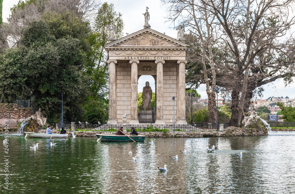 Rome (Italy) - The historic center of Rome with Villa Borghese monumental park, the monumental Lungotevere with Tiber river and Isola Tiberina island Rome (Italy) - The historic center of Rome with Villa Borghese monumental park, the monumental Lungotevere with Tiber river and Isola Tiberina island