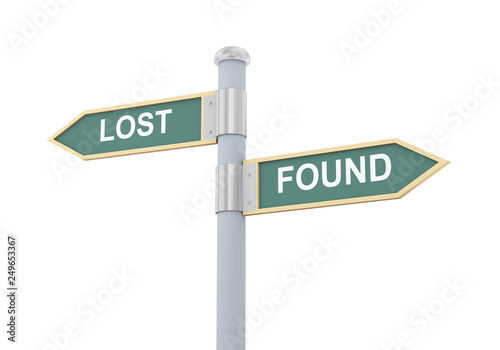 3d lost found road sign