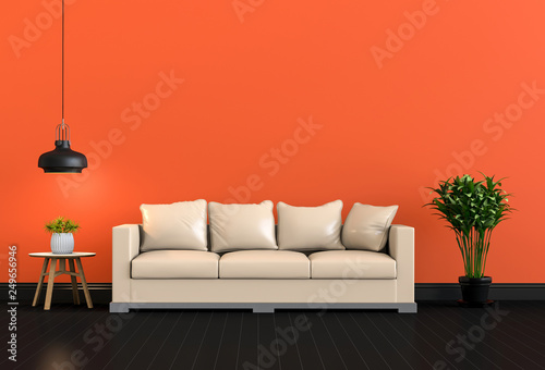 3D render of interior modern living color room