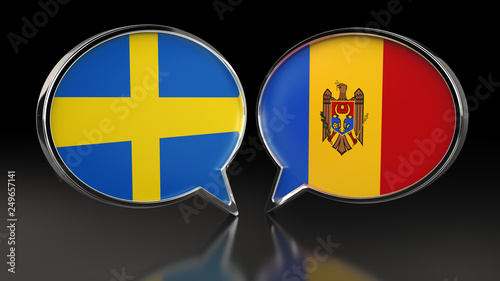 Free Download Sweden and Moldova flags with Speech Bubbles. 3D illustration - GFXLoad