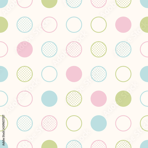 seamless baby pastel circles dots background print - Vector