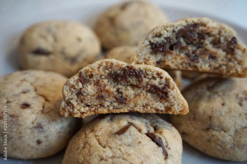 Crunchy homemade tasty cookies with milk chocolate Crunchy homemade tasty cookies with milk chocolate